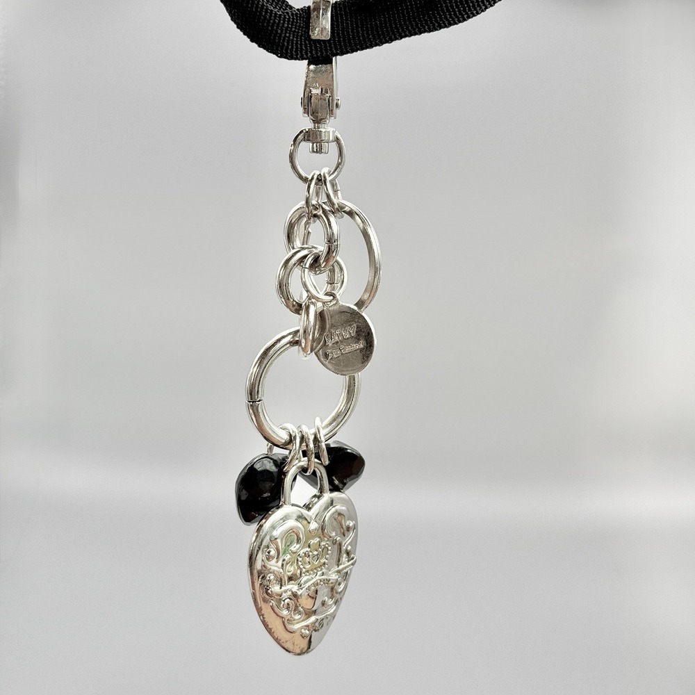 Vintage Kathy Van Zeeland Silver Tone‎ Puffy Hearts Bag Charms Chunky Keychain